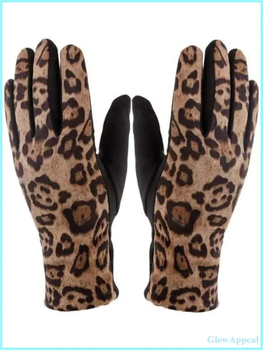 Women's Leopard Print Stretch Fleece Touchscreen Gloves Cold Weather Driving